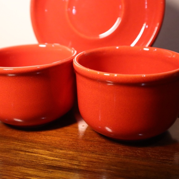 Vintage Waechtersbach Red West Germany 2 Cups and 1 Saucer; dimensions in pics - Picture 5 of 6
